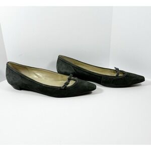 Talbots Pointed Toe Flats Slip On Kitten Block Heel Gray Suede Leather Pumps 8.5